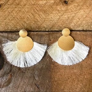 White Fringe Tassel Earrings